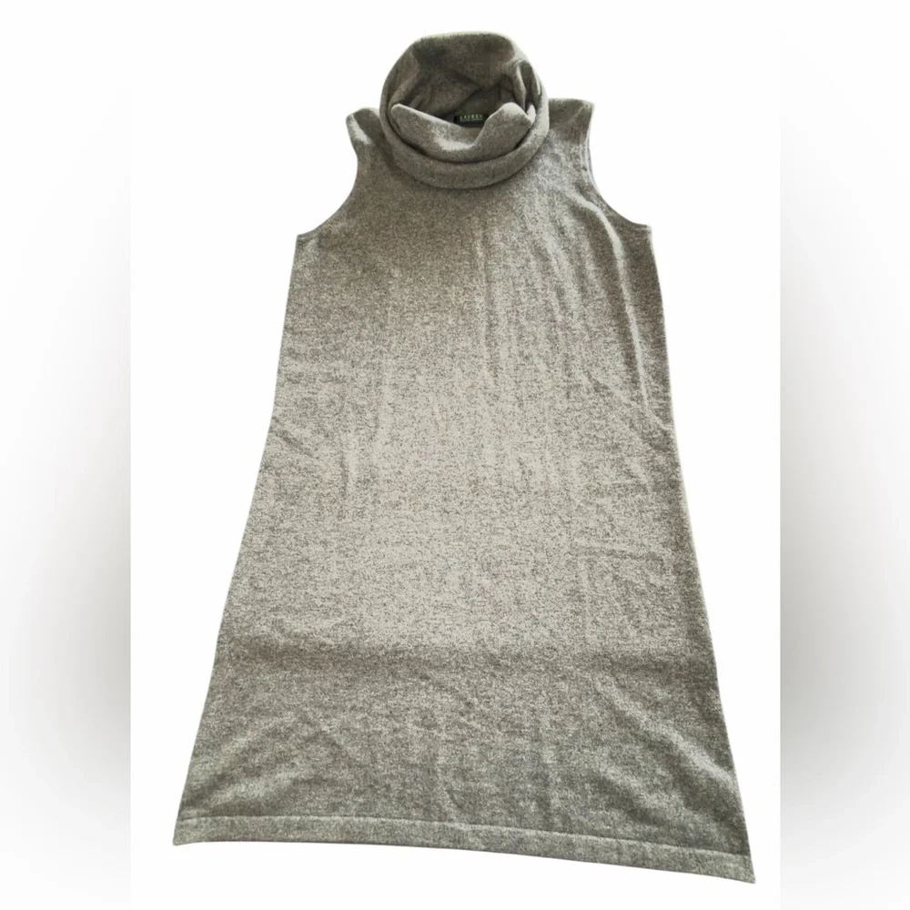 Ralph Lauren Silk Cashmere Cowl Neck Sleeveless Gray Midi Sweater Dress Size XL - Picture 7 of 10